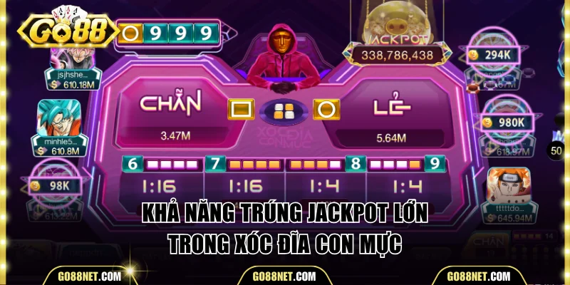 Khả năng trúng Jackpot lớn trong xóc đĩa con mực